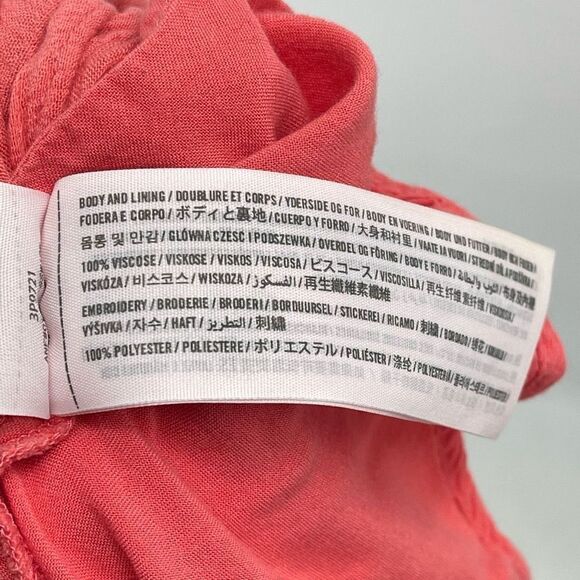 Hollister Mini Dress Floral Embroidered Button Stretch Elastic Waist coral small - Picture 3 of 15